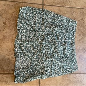 Green and white floral skirt